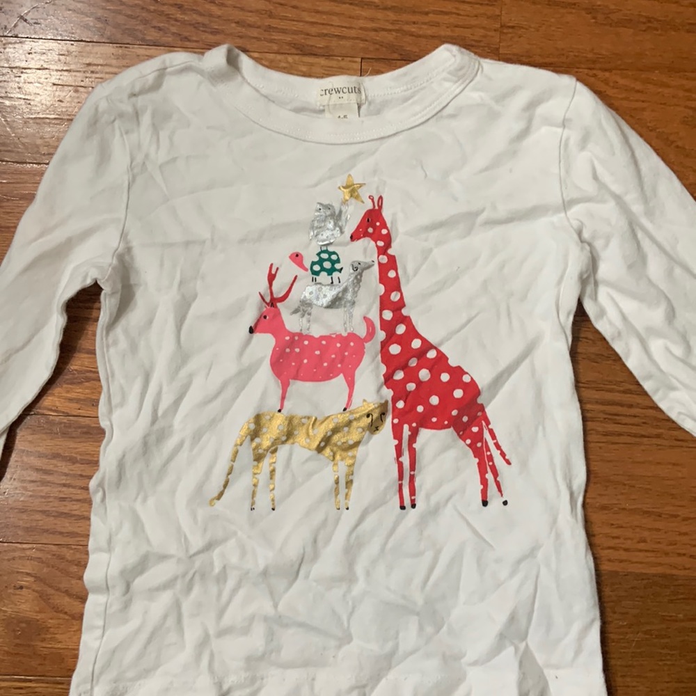 Crewcuts j crew girls 4-5 shirt Christmas animals